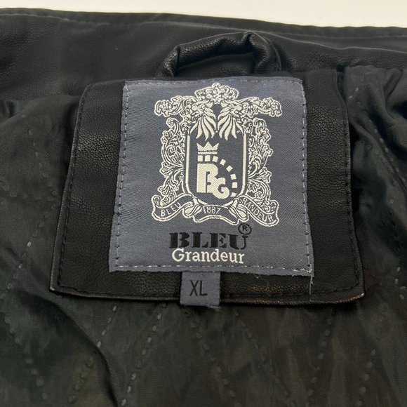 Bleu Grandeur Faux Leather Moto Jacket - Picture 4 of 11